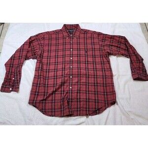 Ralph Lauren Golf Tilden Shirt L Men’s Red Plaid Button-Down 100% Cotton Long...